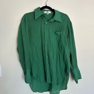 Green crinkle blouse